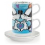Egan WMSET/18 Set Tazze Caffe Sweet Love, Zuccheriera e Tovaglietta, Porcellana, Blu, 4 unità