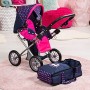 Bayer Design 13654AA Carrozzina per bambole City Star regolabile con unicorno, Blu / Rosa