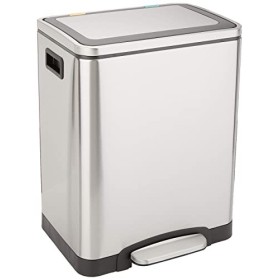 AmazonBasics - Pattumiera rettangolare con chiusura silenziosa, con doppio cesto interno (2 x 15 l)
