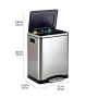 AmazonBasics - Pattumiera rettangolare con chiusura silenziosa, con doppio cesto interno (2 x 15 l)