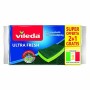 Vileda Ultra Fresh Spugna Abrasiva, Assorbente, AntiGraffio, con Parte Fibrosa, Trattamento Antibatterico, Formato 2+1, Verde