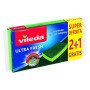 Vileda Ultra Fresh Spugna Abrasiva, Assorbente, AntiGraffio, con Parte Fibrosa, Trattamento Antibatterico, Formato 2+1, Verde