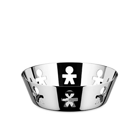 Alessi Girotondo AKK03 Cestino di Design con Bordo Traforato, Acciaio
