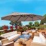 Outsunny Ombrellone Doppio in Acciaio e Poliestere Anti-UV Impermeabile con Manovella, Colore: Marrone, 270 x 440 x 250cm