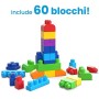 Mega- Sacca Ecologica Blocchi da Costruzione, Giocattolo per Bambini 1+ Anni, Multicolore, 60 Pezzi, DCH55