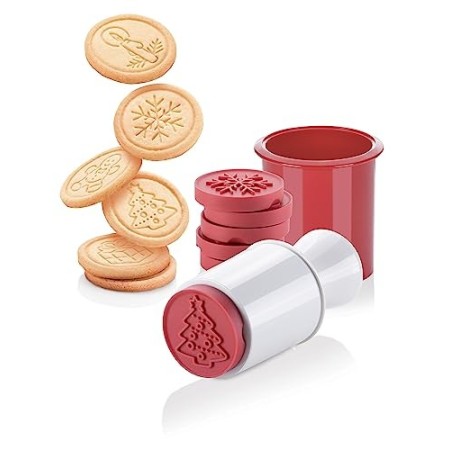 Tescoma 630114 Delicia Timbro per Biscotti 6 Decori Natalizi, Plastica, Rosso, 1 Pezzo