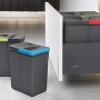 Emuca - Pattumiere per cassetto, contenitori raccolta differenziata con base rifilabile, kit di cestini altezza 266mm con base 9