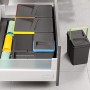 Emuca - Pattumiere per cassetto, contenitori raccolta differenziata con base rifilabile, kit di cestini altezza 266mm con base 9