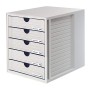 HAN 1450-11, Cassettiera System-Box, design attrattivo ed innovativo con 5 cassetti chiusi, grigio chiaro
