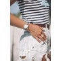 Daniel Wellington Petite Sterling Orologio Donna, 28mm, in Maglia, Argento